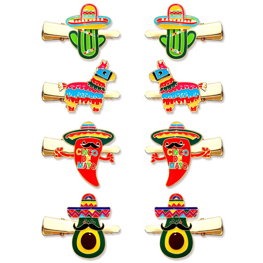8PCS Mexican Fiesta Hair Clips for Women, Cinco De Mayo Hairpins Colorful Chili Cactus Pinata Sombrero Hair Clip Mexican Hair Accessories Holiday Beauty & Personal Care mokkia