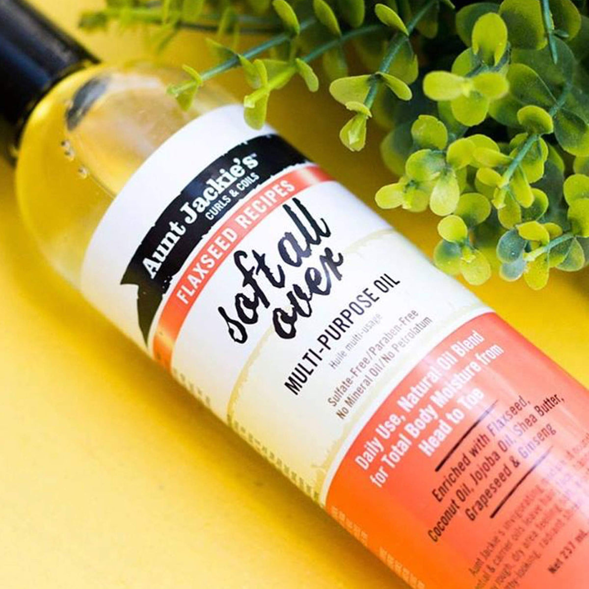 Aunt Jackie's Flaxseed Recipes Soft All Over, Multi-Use Oil for Hair and Body, Enriched with Flaxseed, Avocado, Coconut Oil and Marshmallow Root,