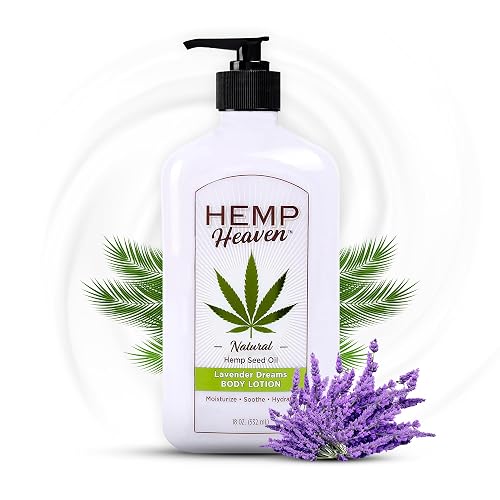 Hemp Heaven Hemp Lotion - Natural Hemp Seed Oil, Paraben-Free, 18 oz, Made in USA, Nourishing for Men & Women, EWG Verified, Anti-Aging (Lavender) Beauty & Personal Care Hemp Heaven