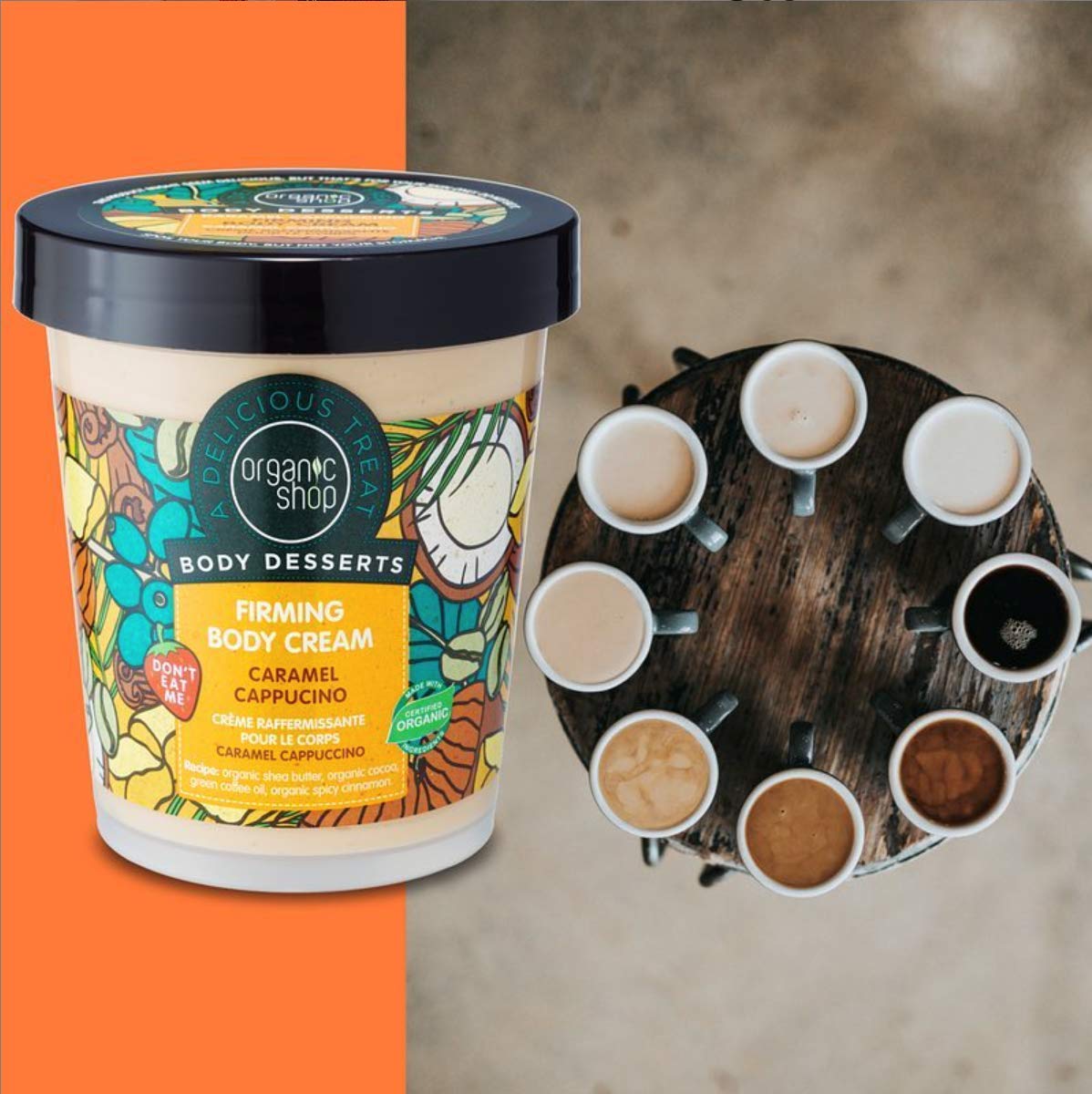 Organic Shop Body desserts Caramel Cappuccino Firming Body Cream 450ml Beauty & Personal Care Organic Shop