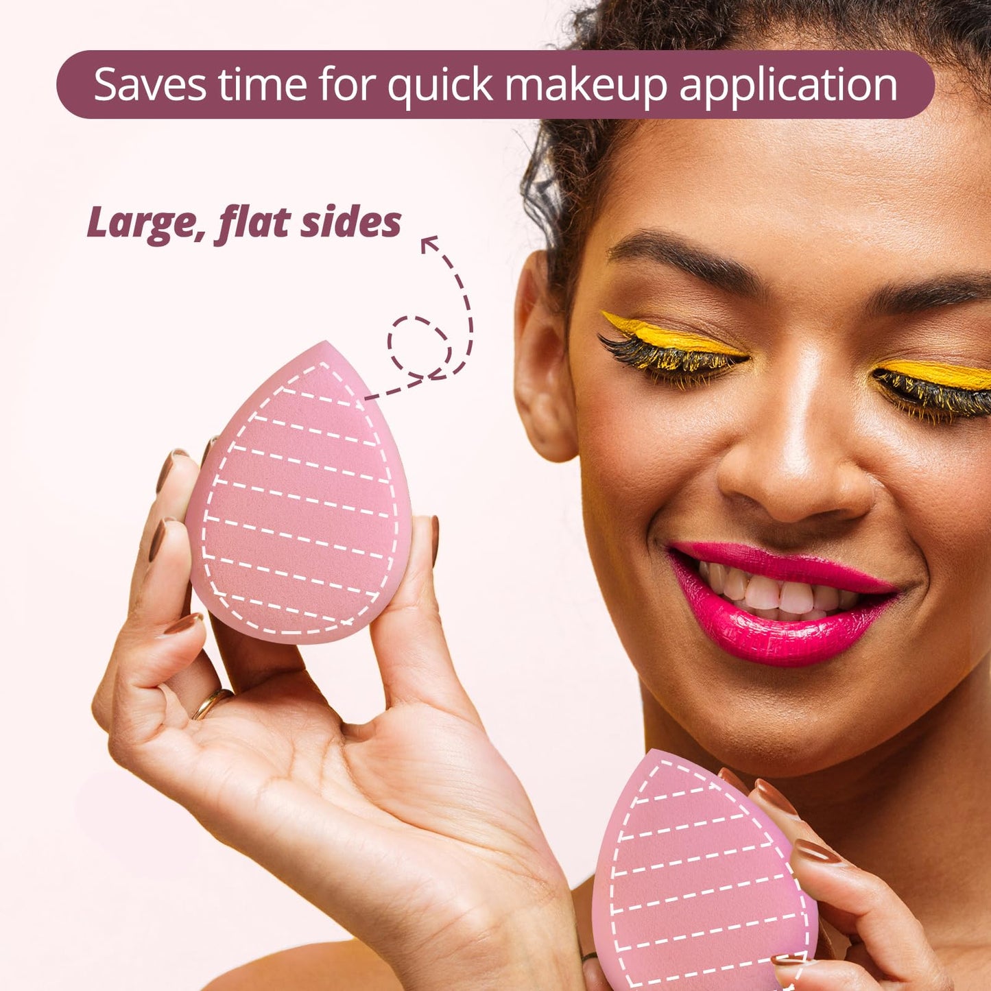 BEAKEY Flat Duo Patented Makeup Sponge Set of 2, Latex Free Pink Beauty Sponge for Foundation and Powder Application, Soft Blending Sponges, Large Beauty & Personal Care BEAKEY