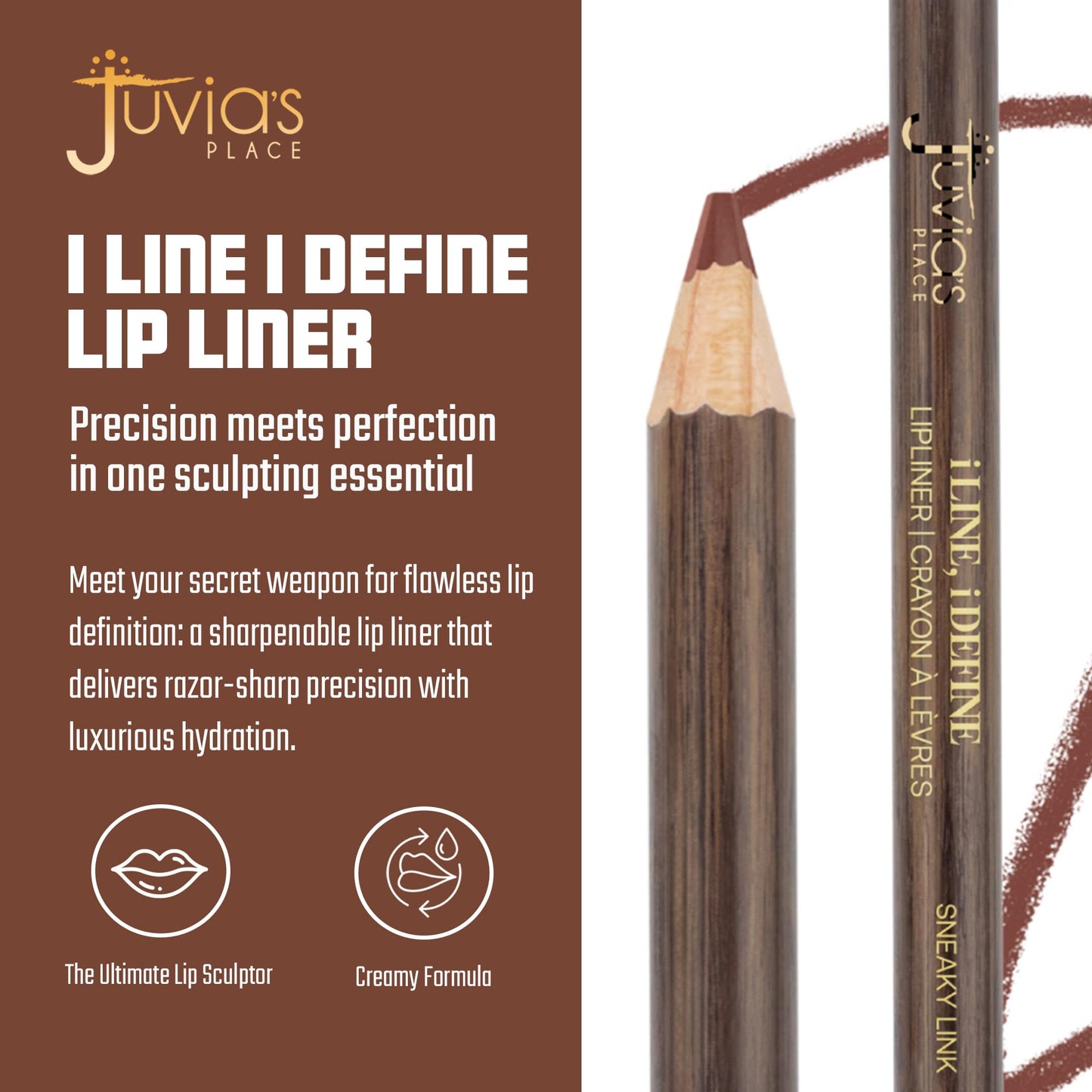 Juvia's Place I Line I Define Lip Liner - Sneaky Link - Long-Lasting Lip Liner with Hydrating Formula, Smooth Glide, Sharpenable Pencil for Precise Beauty & Personal Care Juvia's Place