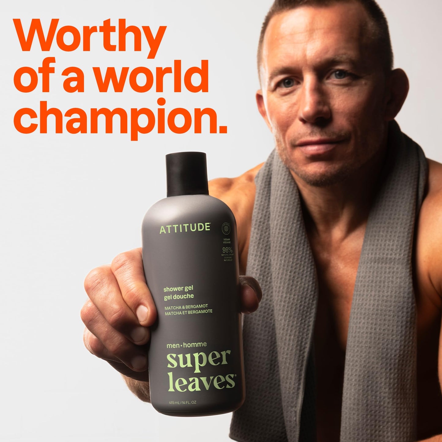 ATTITUDE Shower Gel Body Wash for Men, 98% Natural Origin Ingredients, Paraben & Phthalate Free, EWG Verified, Cleanses Without Drying, Matcha Beauty & Personal Care ATTITUDE