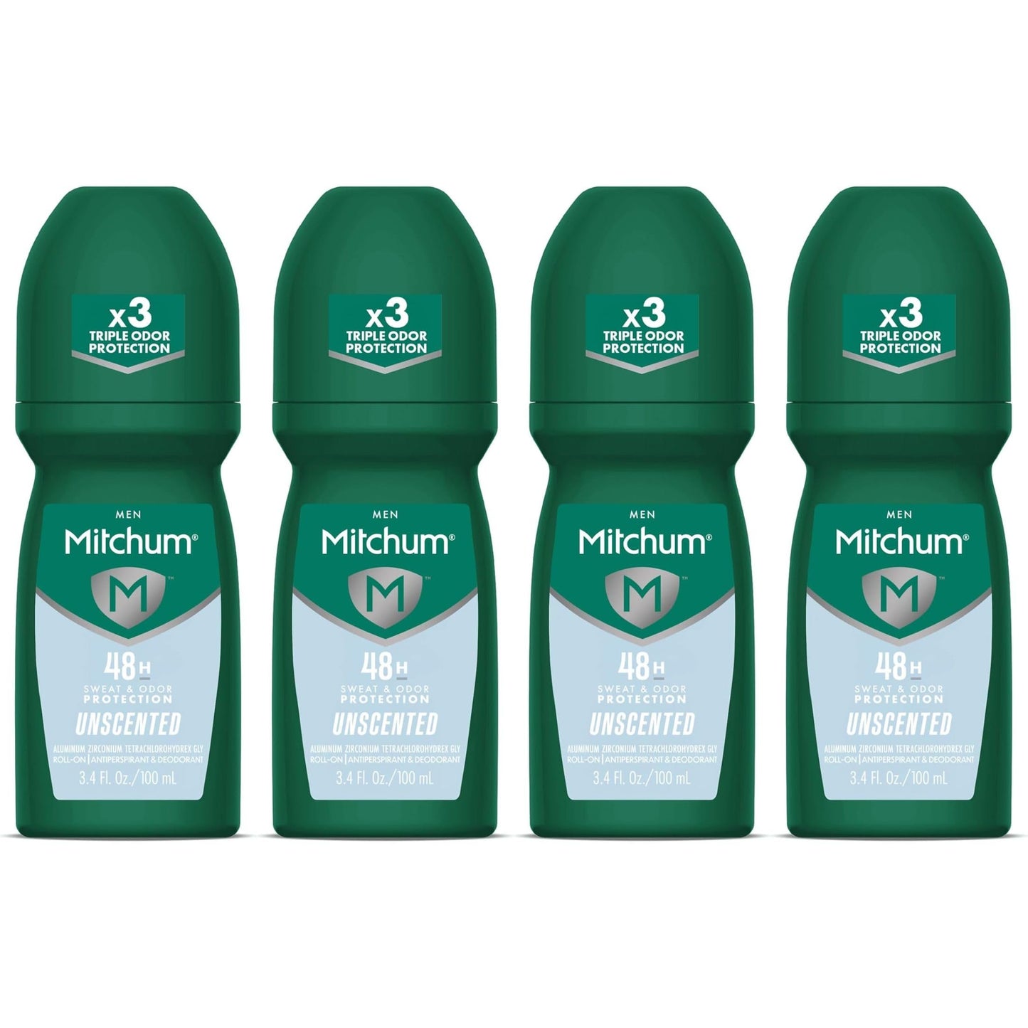 Mitchum Invisible Anti-Perspirant & Deodorant Roll-On, Unscented 3.4 oz (Pack of 4) Beauty and Personal Care Mitchum