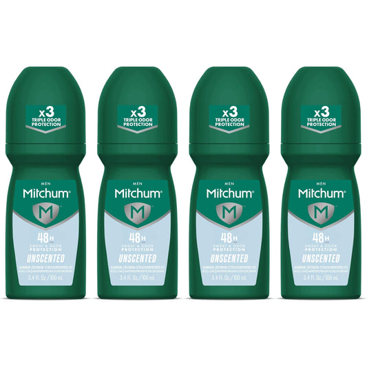 Mitchum Invisible Anti-Perspirant & Deodorant Roll-On, Unscented 3.4 oz (Pack of 4) Beauty and Personal Care Mitchum
