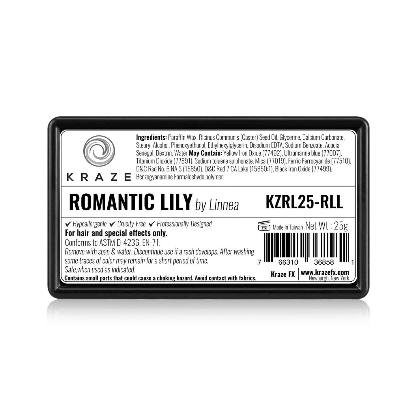 Kraze FX Dome Stroke - Romantic Lily by Linnea (25 gm), Professional 1-Stroke Split Cake, Hypoallergenic, Non-Toxic, Water Activated Face & Body Beauty & Personal Care Kraze FX