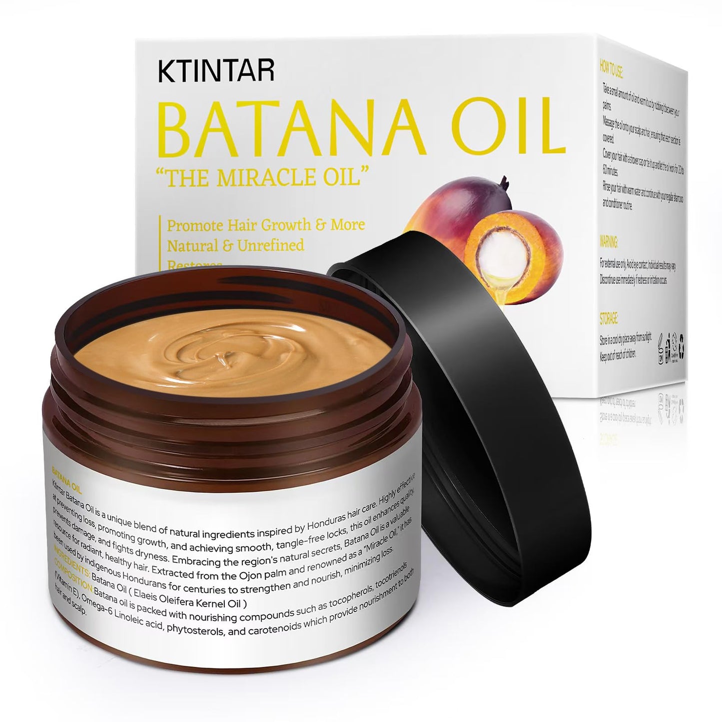 Ktintar 100% Natural Raw Batana Oil for Hair Growth, Unrefined & Organic Dr Sebi Hair Growth Oil From Honduras, Prevents Hair Loss, Eliminates Split Beauty & Personal Care Ktintar