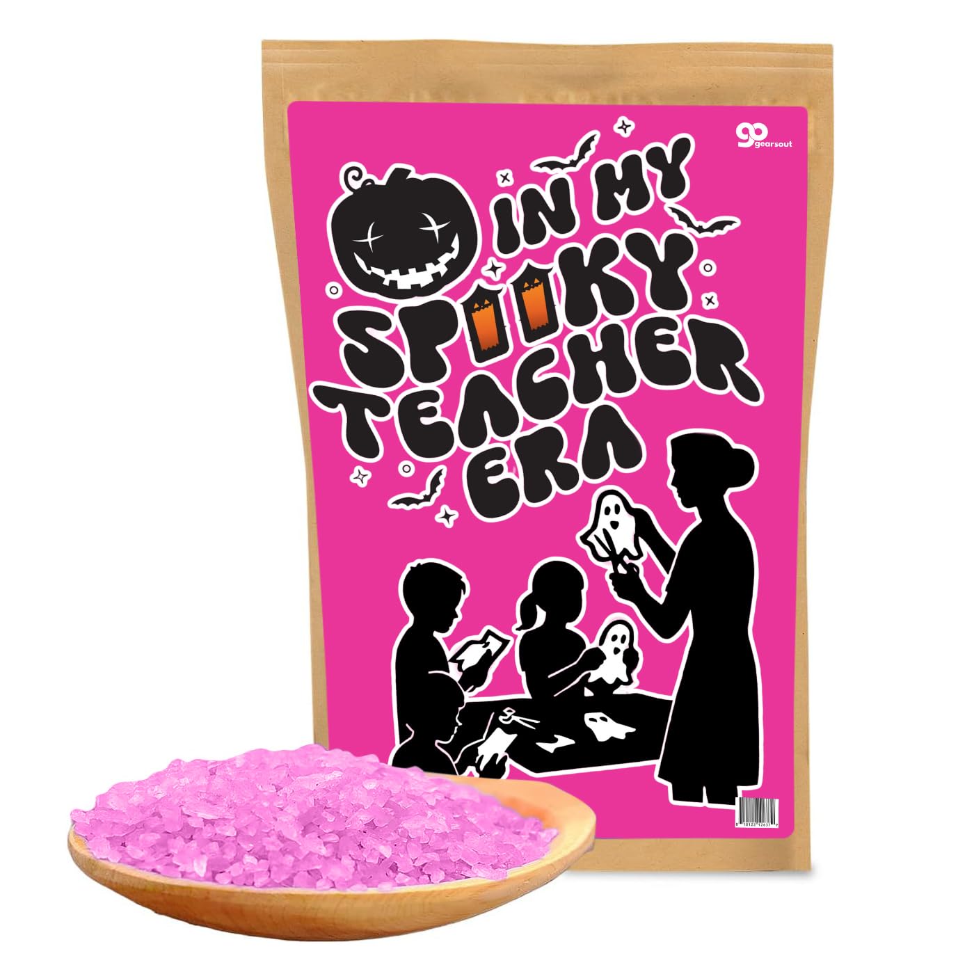Spooky Teacher Era Bath Soak Pink Rose Sea Salt Spa Gift Funny Halloween Gag Gift for Women, Relaxing Teacher Appreciation Boo Basket Filler Beauty and Personal Care Gears Out