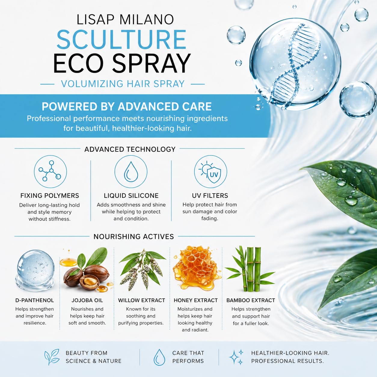 Lisap Sculture Eco Spray Volumizing Hair Spray & Setting Spray - Lightweight Volume Spray & Hair Volumizer for Shine & Heat Styling, Gas-Free Beauty & Personal Care Lisap