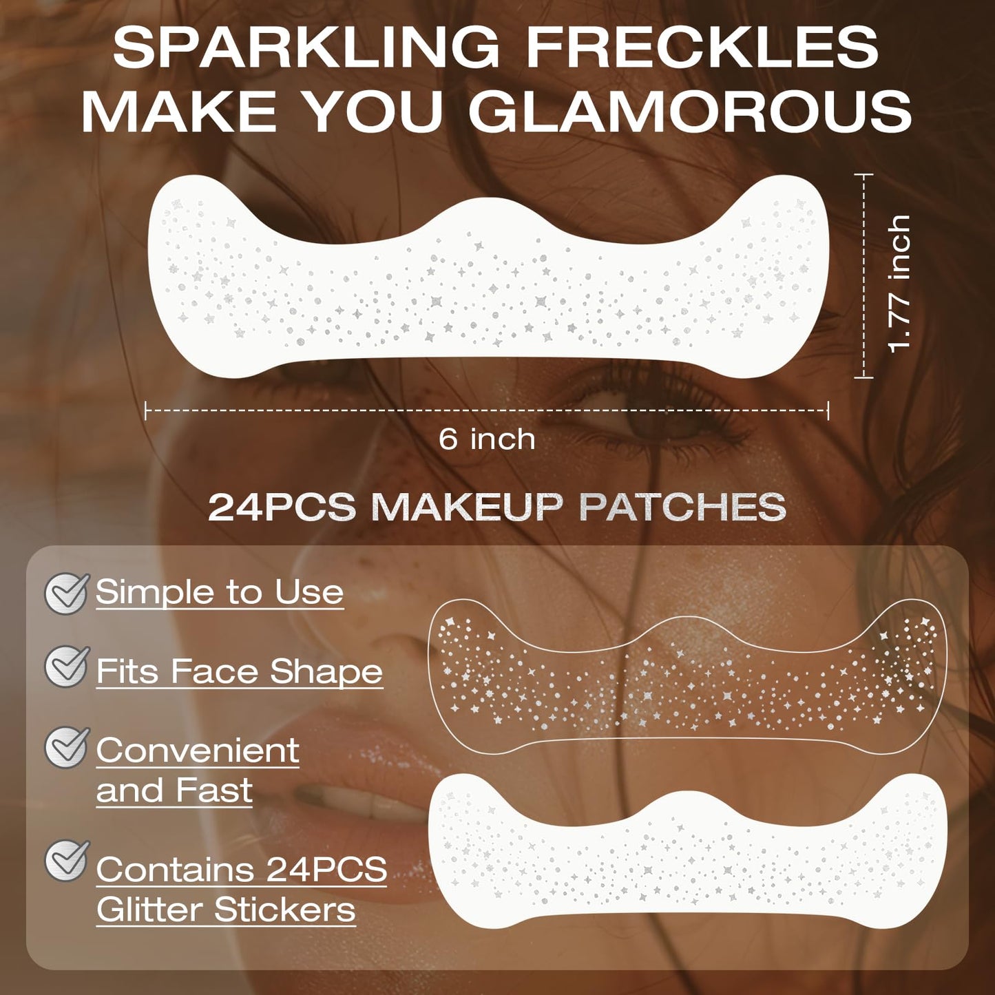 Leterly 24 Pcs Glitter Freckles Face Tattoo,Silver Face Glitter Makeup Patches Cute Sparkle Freckles Patches Waterproof Makeup Speckles for Face Beauty & Personal Care Leterly