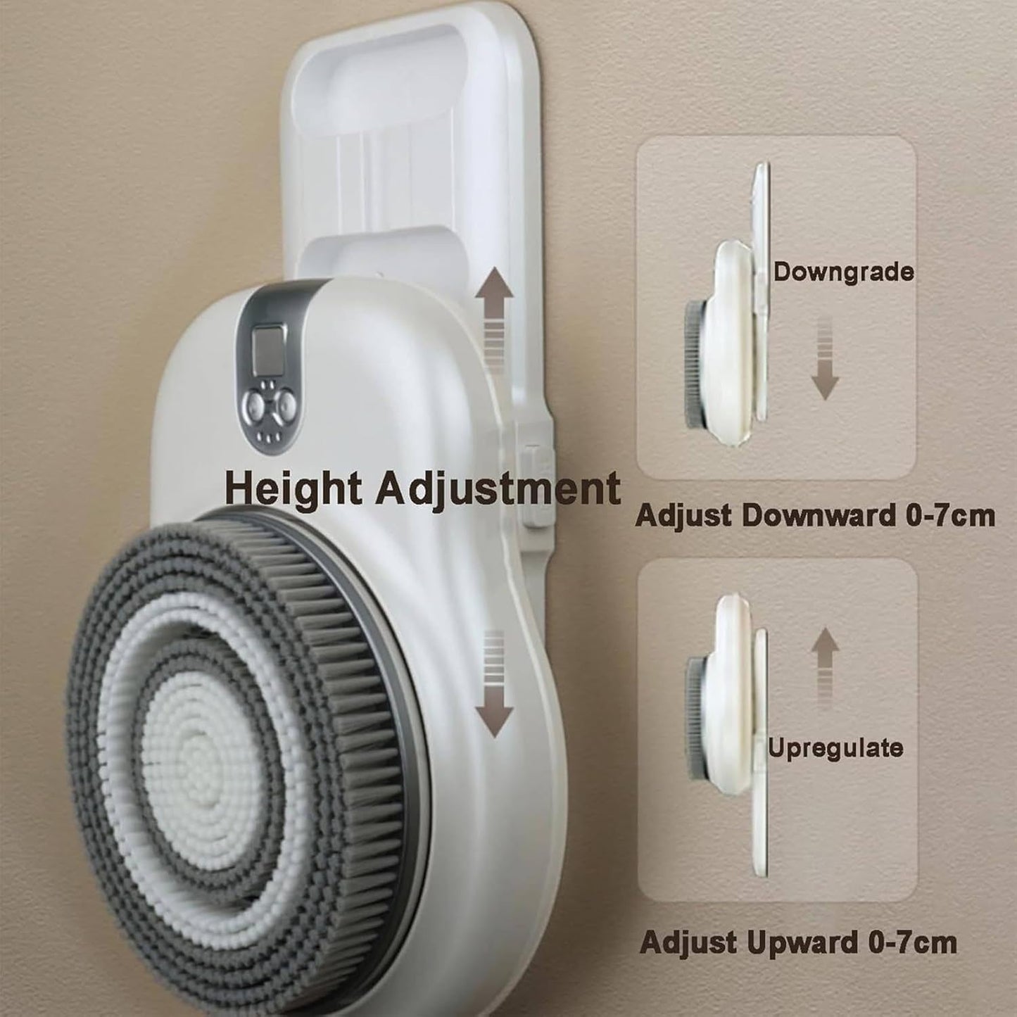 Electric Back Scrubber Bath Brush, Shower Back Scrubber Wall Mounted, 360° Automatic Rota-Tion, with 18CM Large Brush Head, 2-Speed Adjustment, Beauty and Personal Care LZDOYY