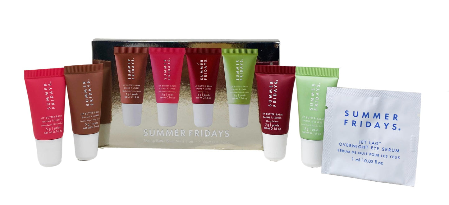 Summer Fridays The Lip Butter Balm Minis - Vanilla Beige, Pink Guava, Cherry and Sweet Mint (.16 Oz each) Beauty and Personal Care Summer Fridays