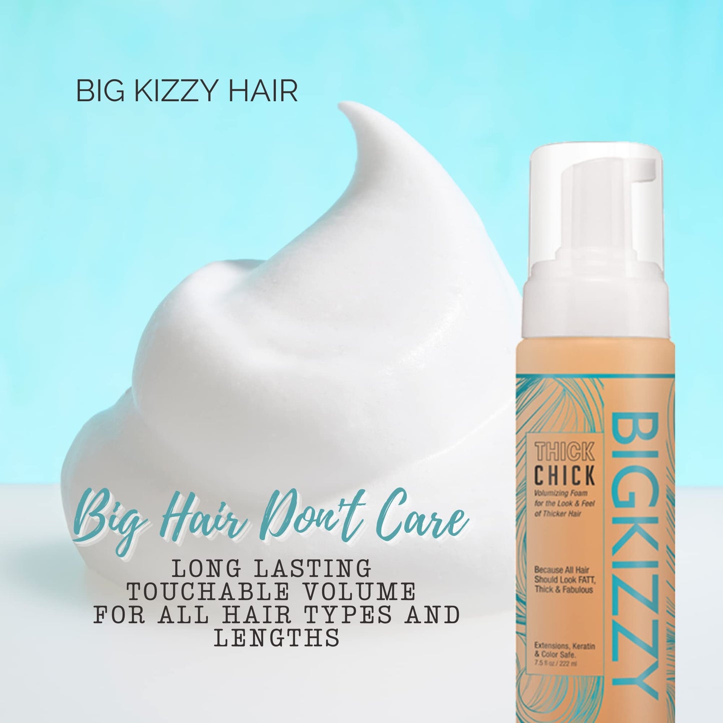 Big Kizzy Thick Chick Volumizing Mousse - Weightless Volume from Root to End - Thickening Foam Mousse with Smooth, Touchable Finish, 7.5 oz Beauty & Personal Care Big Kizzy