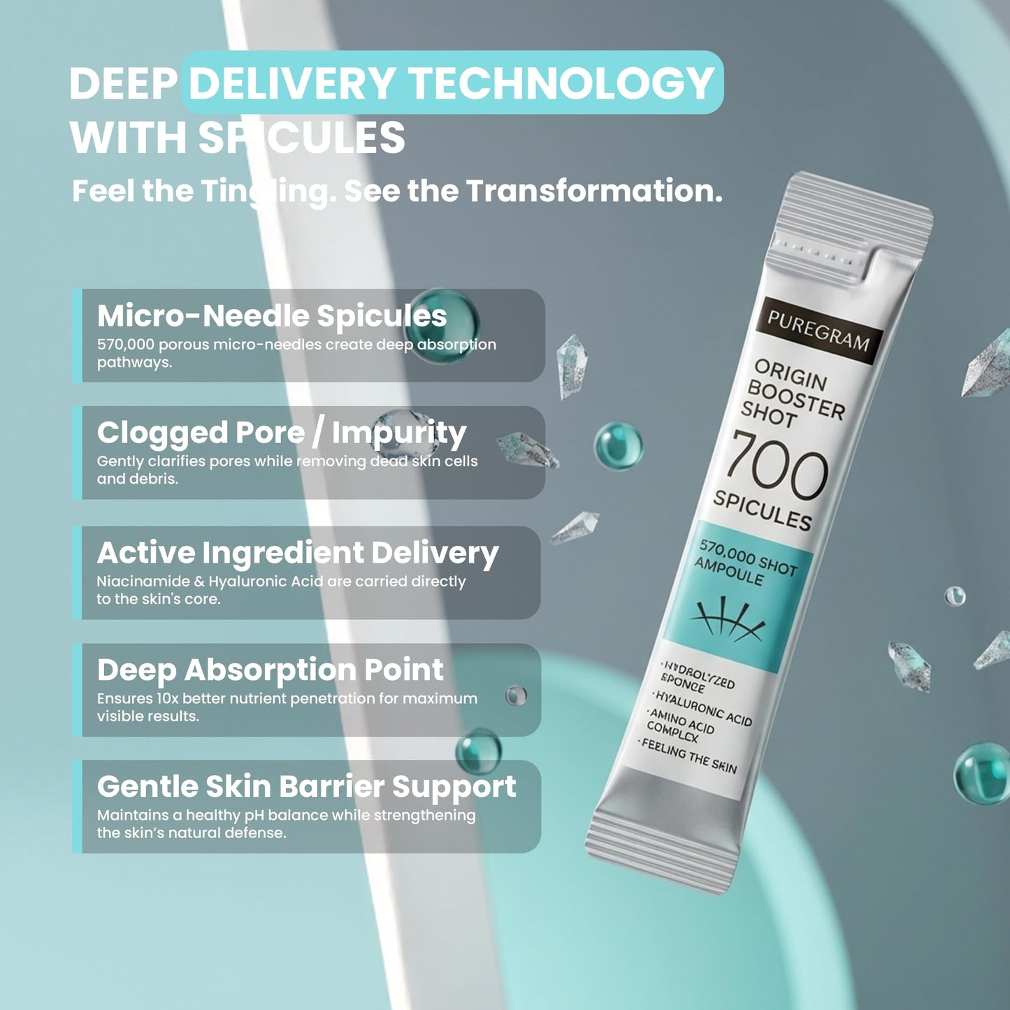 PUREGRAM Origin Skin Booster Shot 700 Ampoule, Intensive Spicule Microneedling Serum for Rough Texture,Visible Pores & Healthy Glow with Niacinamide Beauty & Personal Care PUREGRAM