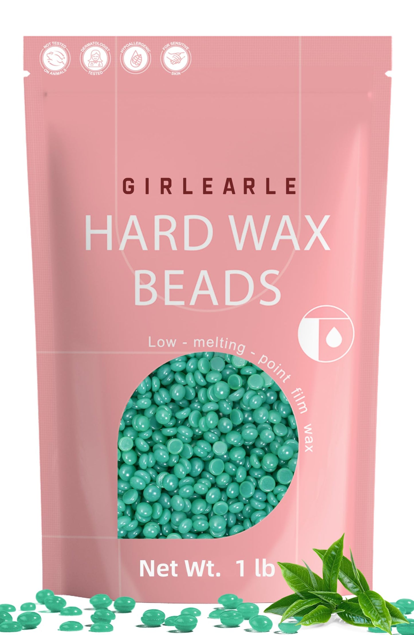 GIRLEARLE 1LB Hard Wax Beads for Hair Removal, Hard Wax Beads with Green Tea Formula, Wax Beads for Brazilian Waxing & Sensitive Skin, Stripless Hard Beauty and Personal Care GIRLEARLE Default Title