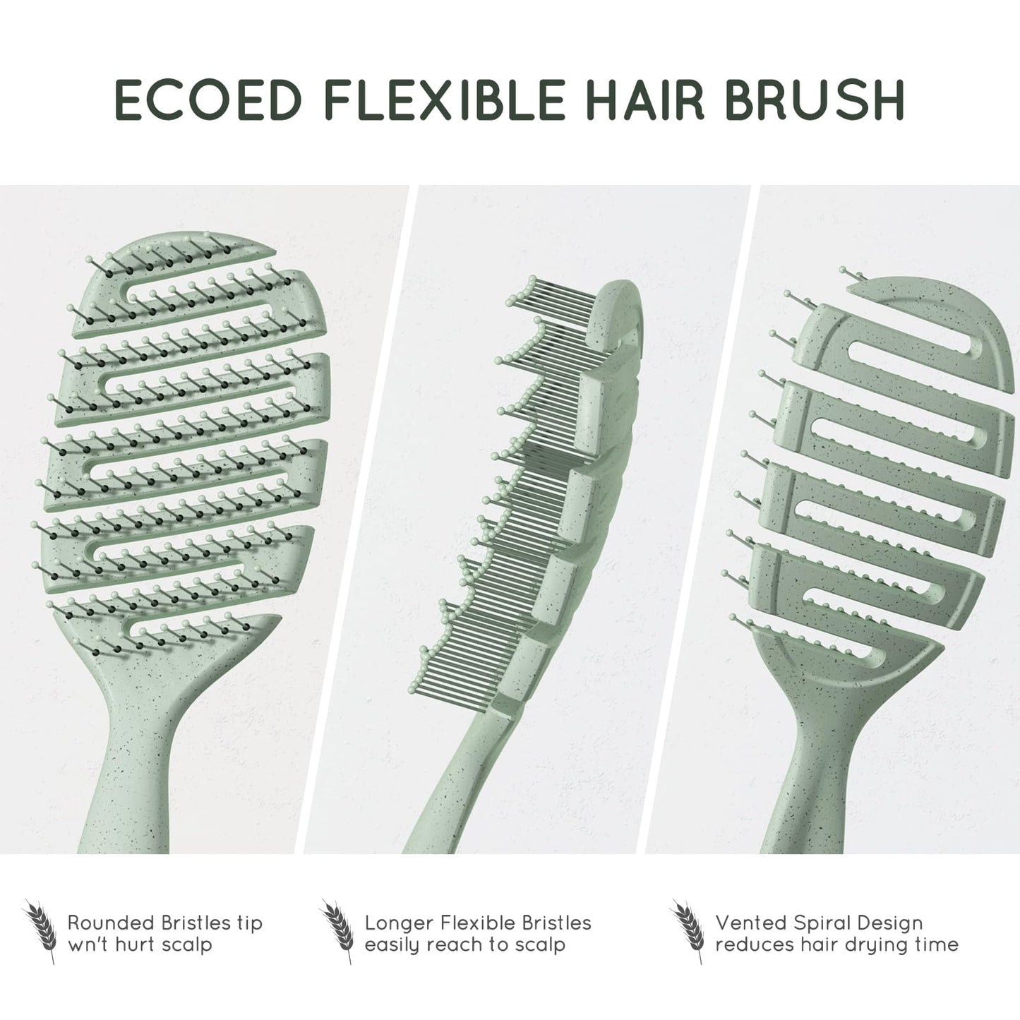 Ecoed Detangler Hairbrush, Soft Bristle Detangling Brush for Straight, Wavy, Curly and Fine Hair, Dry and Wet, Quick Smoothing for Women and Men Beauty & Personal Care ecoed