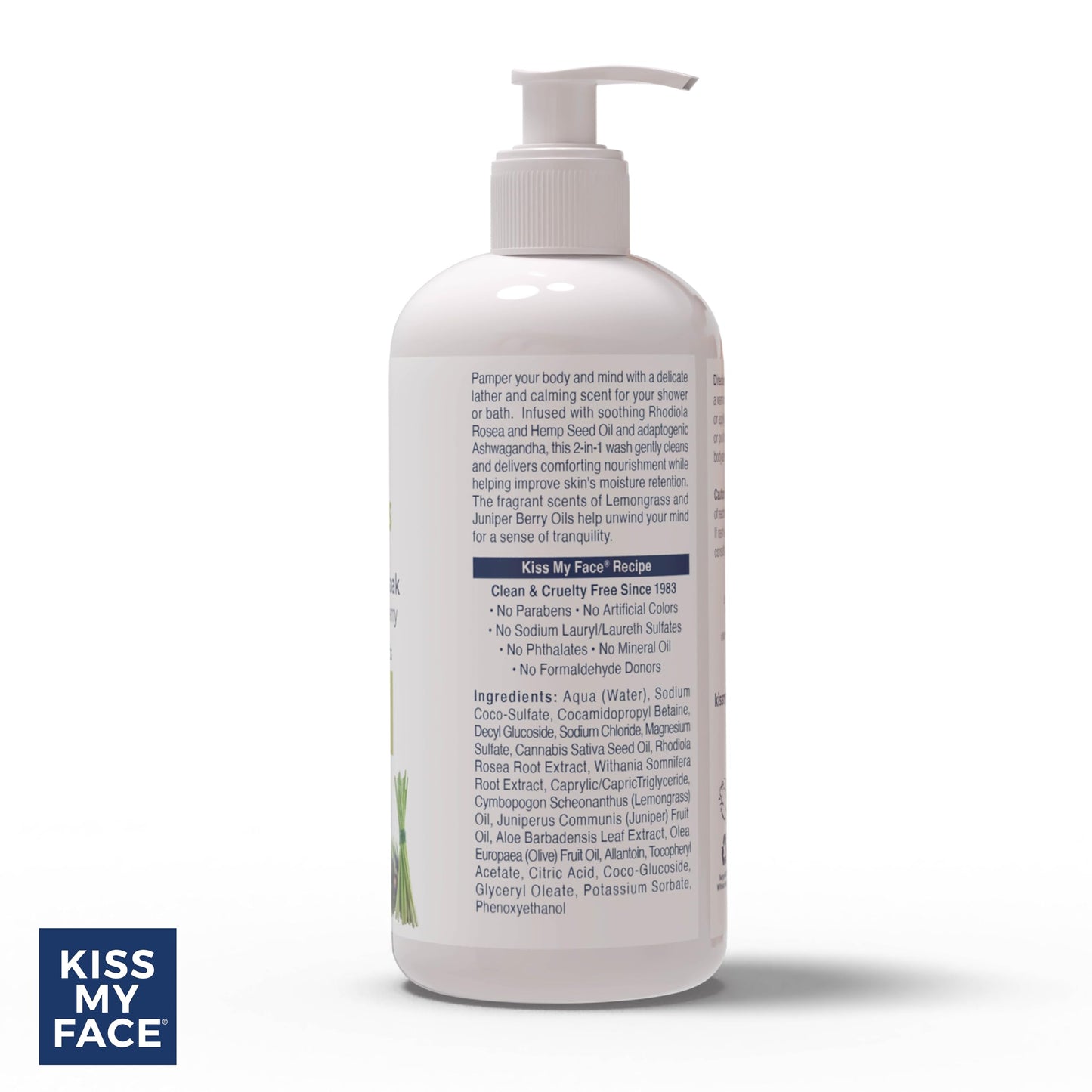 Kiss My Face De-Stress 2-in-1 Body Wash & Bath Soak - Lemongrass + Juniper Berry - Botanical Blend - Vegan and Cruelty Free - With added Rhodiola Beauty & Personal Care Kiss My Face