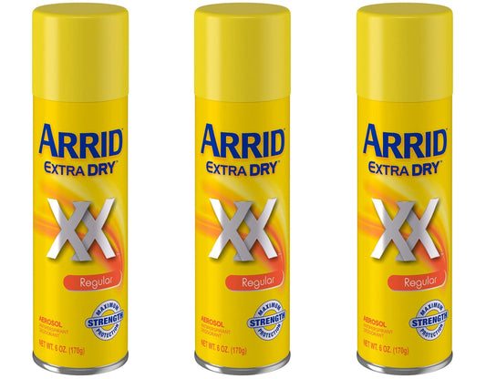 Arrid Deodorant 6oz Aerosol Extra Dry Regular (3 Pack) Beauty and Personal Care Arrid