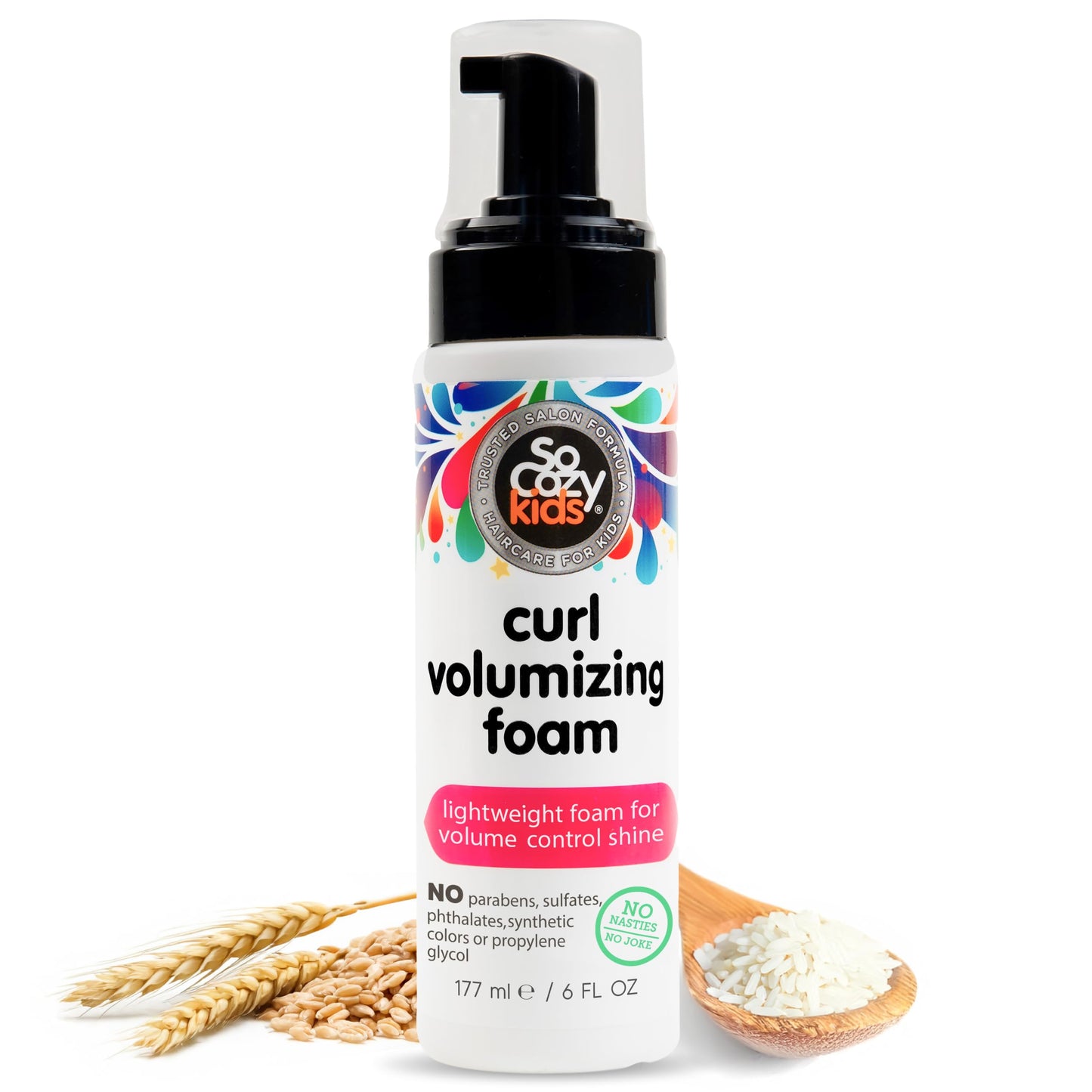 SoCozy Hair Mousse for Kids, Curl Volumizing Foam Mousse for Curly Hair (6 Fl Oz) Enhances Shine & Volume, Gentle Formula with Panthenol, Hydrolyzed Beauty & Personal Care SO COZY