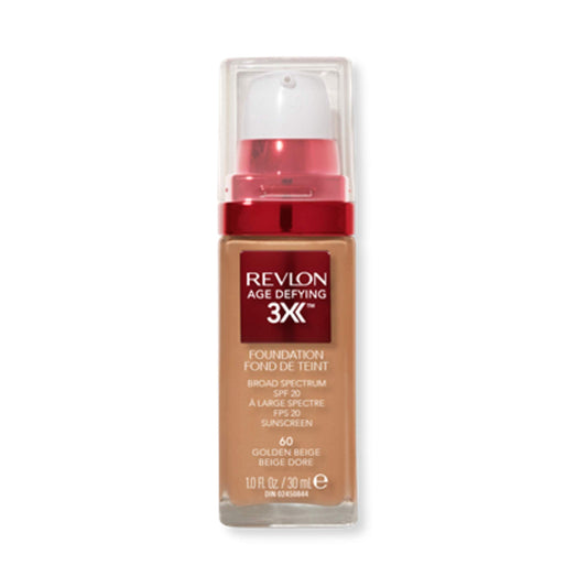 Revlon Age Defying 3X Makeup Foundation, Firming, Lifting and Anti-Aging Medium, Buildable Coverage with Natural Finish SPF 20, 060 Golden Beige, 1 fl Beauty & Personal Care REVLON