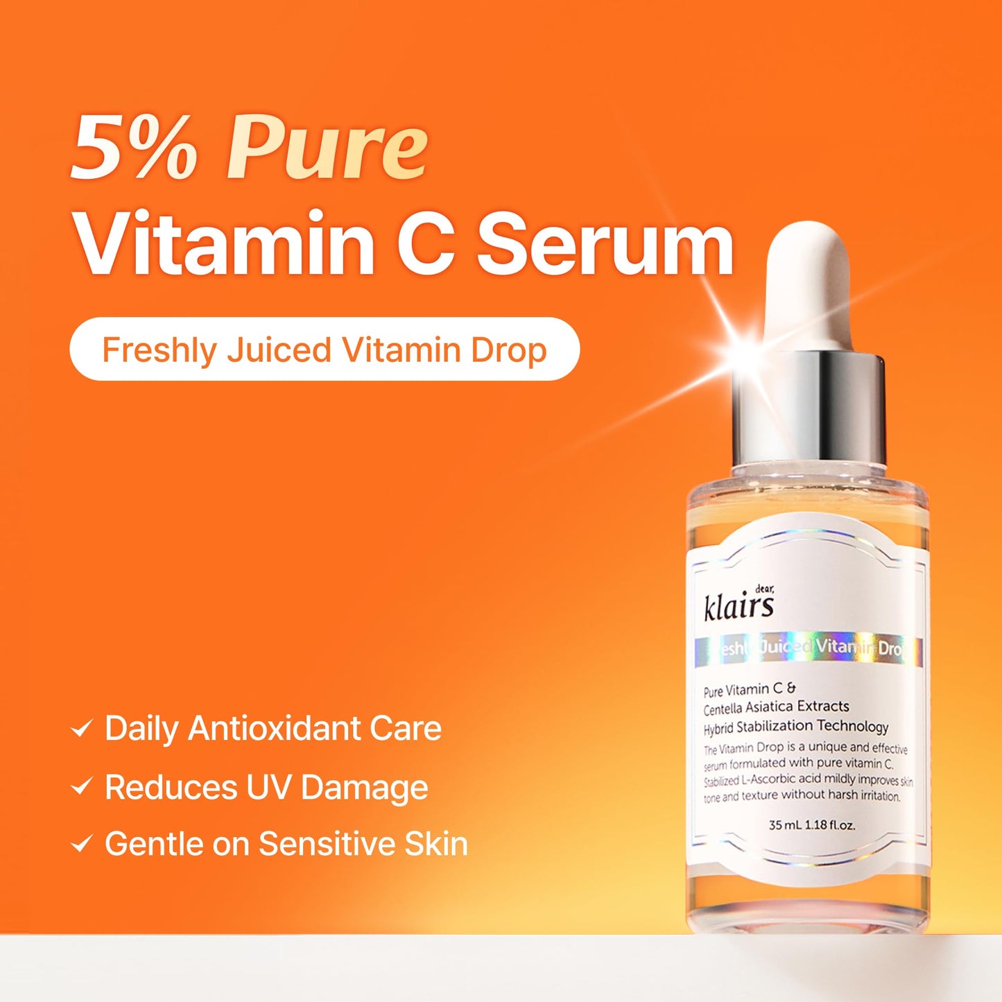 DearKlairs Vitamin C Serum - Korean Brightening Daily Serum with 5% Pure Vitamin C, EGF Peptides & Niacinamide, for Even Skin Tone, Dark Spot Care Beauty & Personal Care DearKlairs