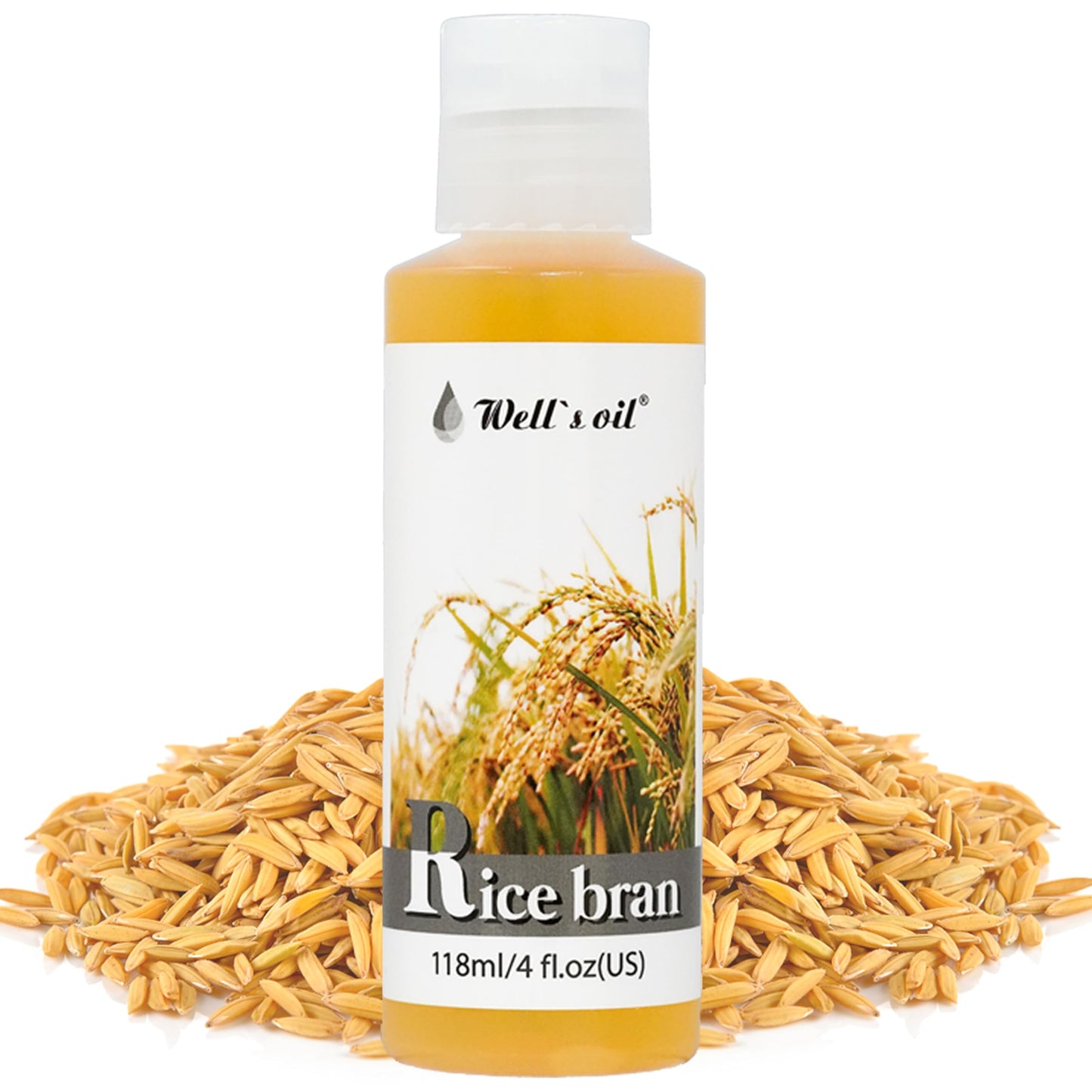 Well's Oil Rice Bran Oil 4 oz | 100% Pure Natural Carrier Oil | For All Skin & Hair | Refined, Cold Pressed | For Body, Skin & Hair | DIY Creams Beauty & Personal Care Well's Oil
