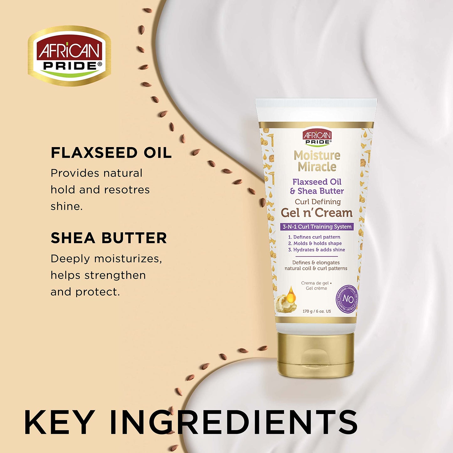 African Pride Moisture Miracle Gel n' Cream - 3-In-1 Curl Training System, Defines Curls, Holds Shape, Hydrates, Adds Shine, Contains Flaxseed Oil Beauty & Personal Care African Pride
