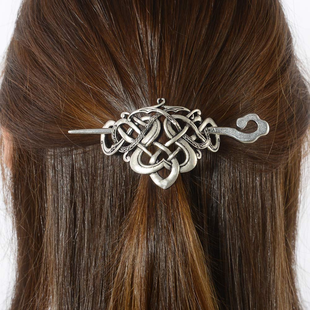 Viking Celtic Hair Clips Hairpins- Viking Hair Accessories Celtic Knot Hair Pins Antique Silver Hair Sticks Irish Hair Decor Accessories for Long Hair Beauty & Personal Care LQQQL