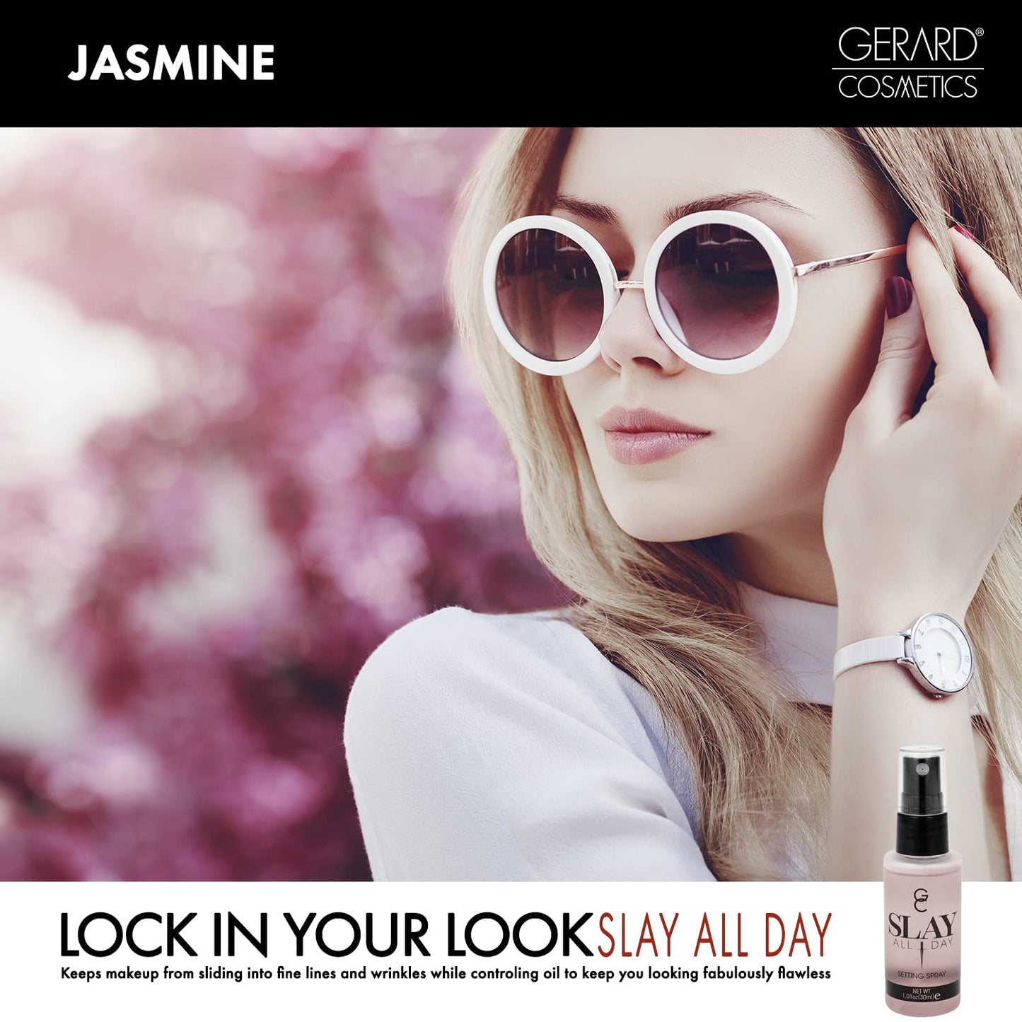Gerard Cosmetics Makeup Setting Spray Mini (Jasmine), Slay All Day Scented Makeup Finishing Spray, Oil Control, Matte Finish, Cruelty Free, Made USA Beauty & Personal Care Gerard Cosmetics