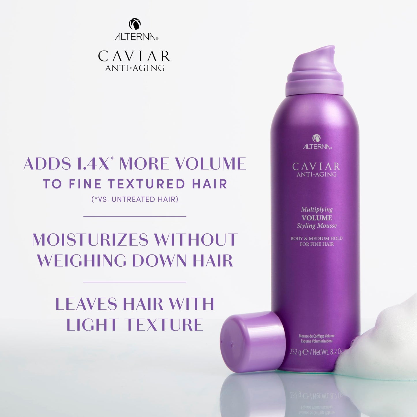 Alterna Haircare CAVIAR Anti-Aging Multiplying Volume Styling Mousse, 8.2 Fl Oz | For Fine, Thin Hair | Medium Hold | Create Instant Volume Beauty & Personal Care Alterna