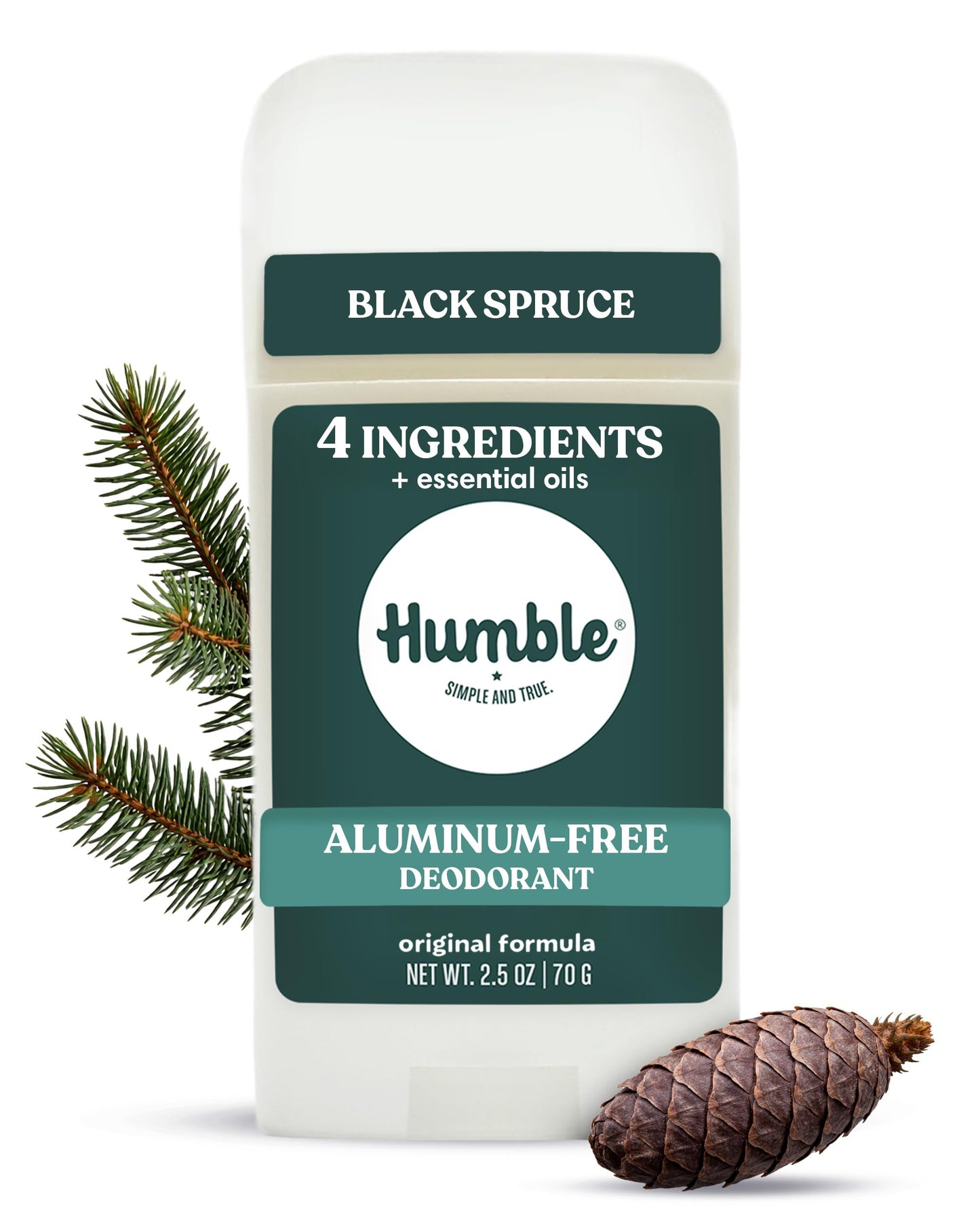 Humble Aluminum-Free Deodorant for Women & Men, Black Spruce - Clean & Fresh Natural Deodorant Stick with Essential Oils for Long-Lasting Odor Control Beauty and Personal Care HUMBLE SIMPLE AND TRUE.