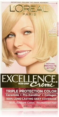 L'Oreal Paris Excellence Creme Haircolor, Light Natural Blonde [9] 1 ea (Pack of 6) Beauty & Personal Care L'Oreal Paris