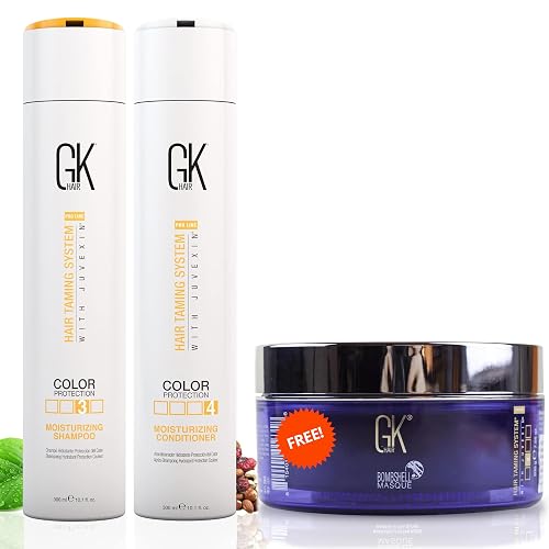 GK HAIR Moisturizing Shampoo and Conditioner Duo (300ml) with Lavender Bombshell Mask (200g) - Revitalizes Dull, Frizzy, Damaged Hair for Smooth Beauty & Personal Care GK HAIR
