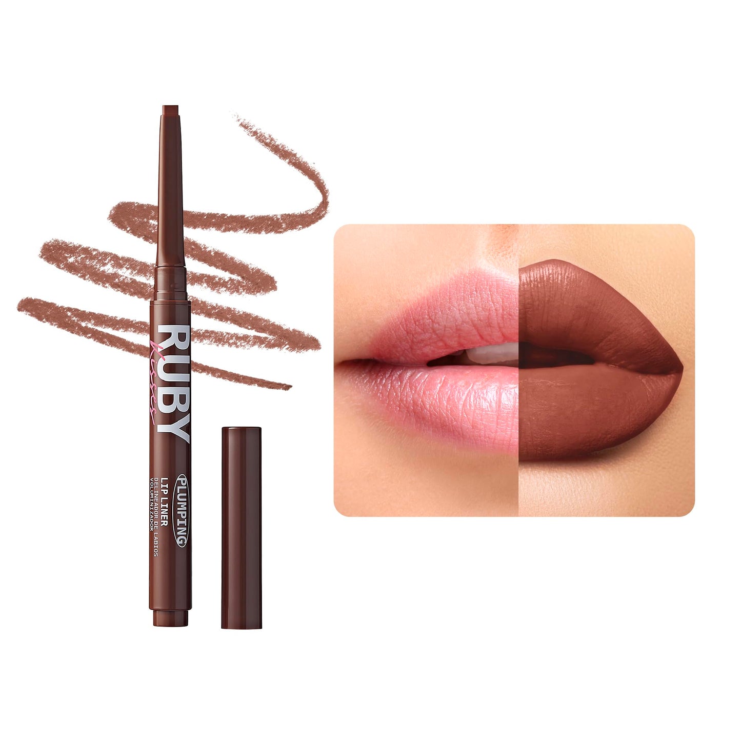 Ruby Kisses Plumping Effect Lip Liner, Semi Matte, Smudge Proof, High Pigment, Medium to Full Coverage Makeup, Precise Tip, Bold Color Lip Plumper Beauty & Personal Care Ruby Kisses