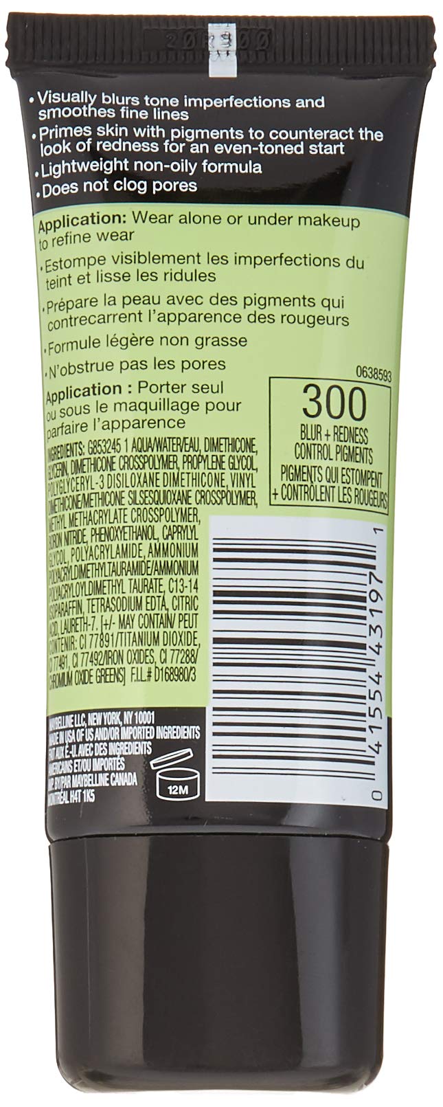 Maybelline New York Face Studio Master Prime Makeup, Blur Plus Redness Control, 1 Fluid Ounce