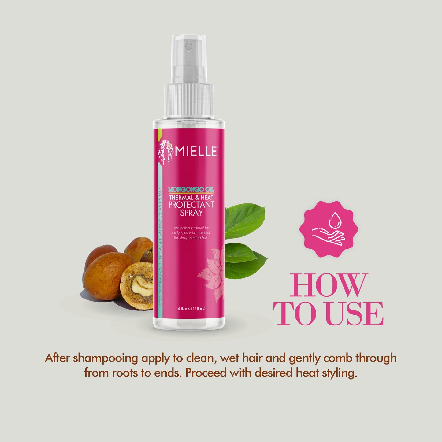 Mielle Mongongo Oil Thermal & Heat Protectant Spray, Protects Hair from Heat Damage, Intense Heat Defense, Curl Pattern Protection, Safe for All Hair Beauty & Personal Care Mielle Organics