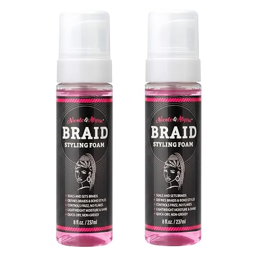 Nicole & Alyssa Braid Styling Foam 8oz - Extra Hold Foam Mousse for Braids, Boho Braids, Crochet Styles, Twists & Locs - High Shine, Flake-Free Beauty & Personal Care Nicole & Alyssa