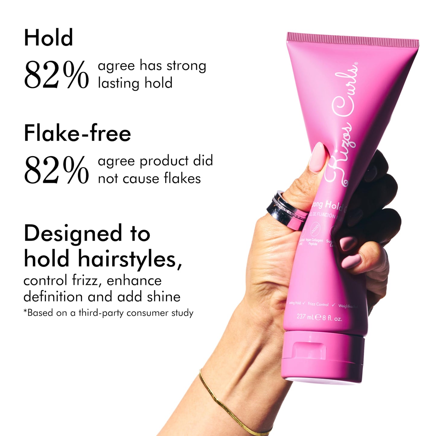 Rizos Curls Strong Hold Gel - Long-Lasting, Flake-Free Gel for Curly, Coily, and Wavy Hair, Frizz Control, Curl Definition & Shine, Vegan Collagen Beauty & Personal Care Rizos Curls