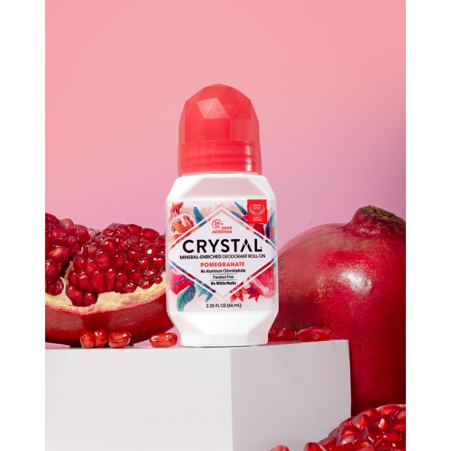 Crystal Mineral Deodorant Roll-On Body Deodorant With 24-Hour Odor Protection, Pomegranate, Non-Sticky Roll-On, No Aluminum Chlorohydrate, 2.25 FL OZ Beauty and Personal Care Crystal Essence