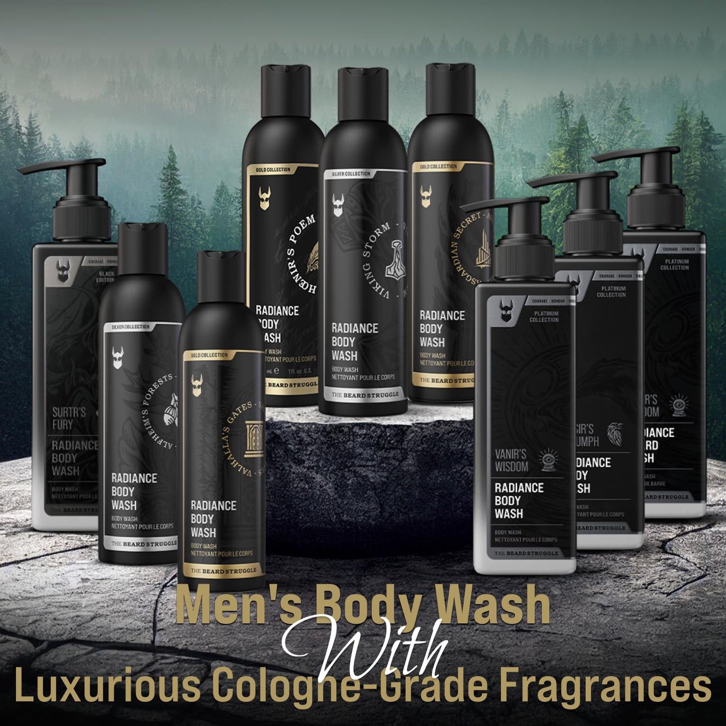 The Beard Struggle Men's Body Wash Aesir's Triumph - Platinum Collection - Skin Cleaning Agent - Natural Body Wash - Shower Gel Liquid Soap - 240 mL Beauty & Personal Care The Beard Struggle