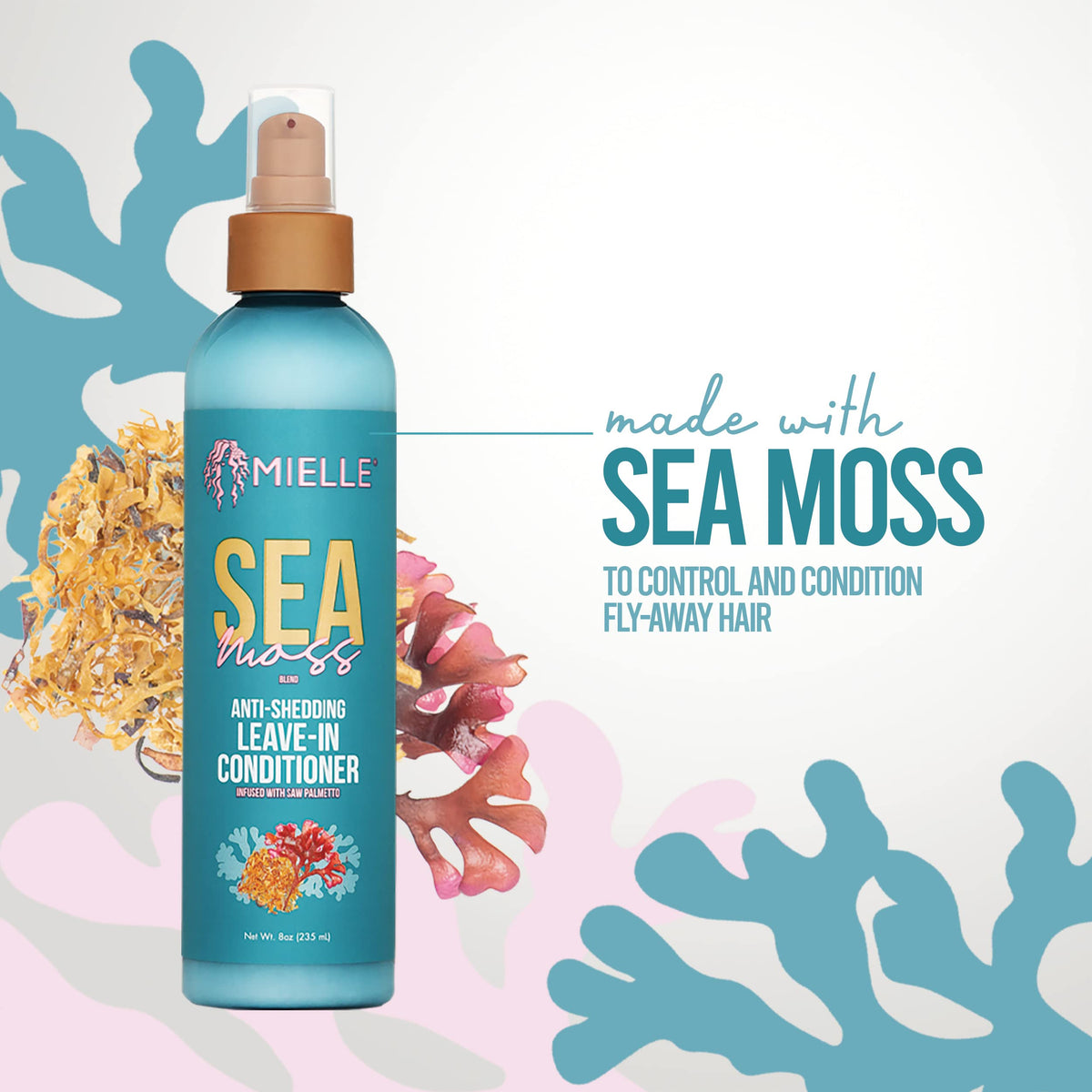Mielle Organics Sea Moss Anti-Shedding Leave In Conditioner for Curly Hair - Moisturizing Leave In Treatment Spray to Detangle, Style and Refresh