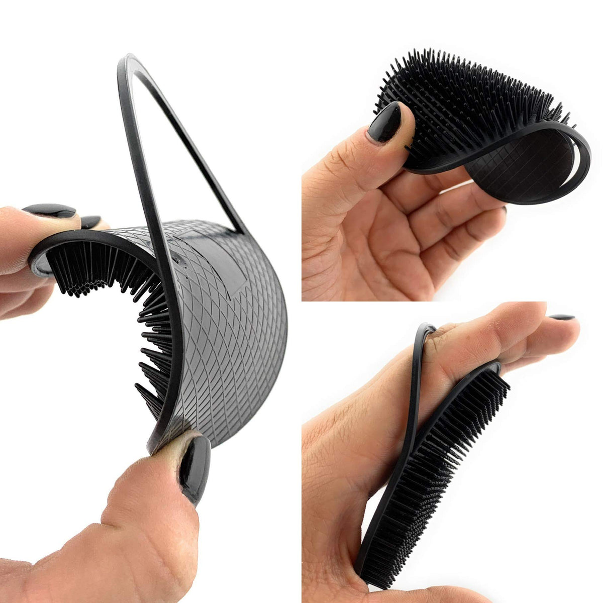 G.B.S Head Shampoo Scalp Massager Brush and Soft Palm Pocket Comb for All Hair Types, Pack of 3 (1 Black and 2 Gray) Made in U.S.A Beauty & Personal Care G.B.S