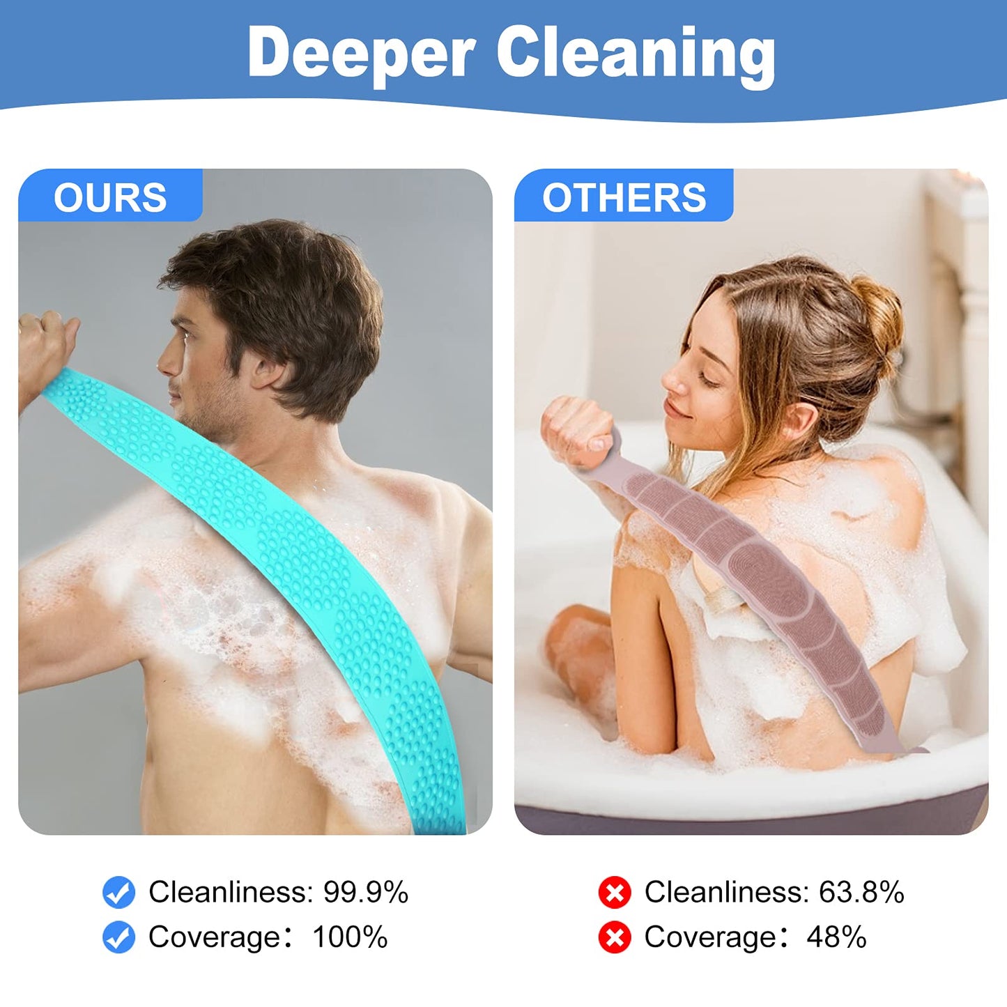 HOPESO Shower Silicone Back Scrubber, Silicone Bath Body Brush, Easy To Clean-Exfoliate, Improve Your Blood Circulation,Silicone Back Scrubber Beauty and Personal Care HOPESO