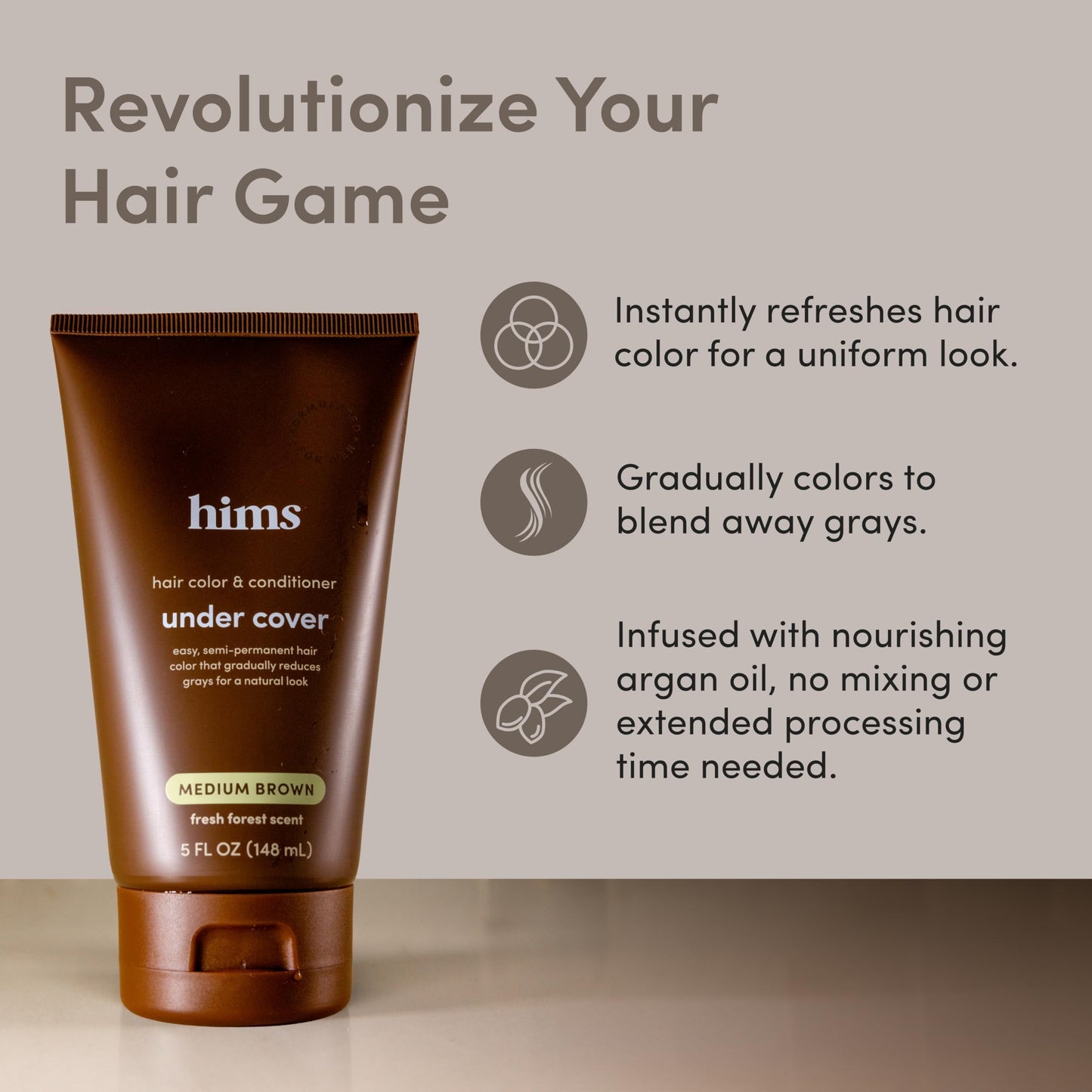 hims Under Cover Hair Color & Conditioner - With Argan Oil - Semi-Permanent In-Shower Hair Dye - Blends Grays Naturally - Sulfate-Free & Cruelty-Free Beauty & Personal Care HIMS & HERS