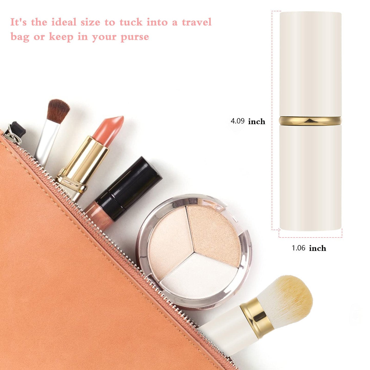 Falliny Retractable Kabuki Makeup Brush, Travel Face Blush Brush, Portable Powder Foundation Sunscreen Brush with Cover for Blush, Bronzer, Buffing Beauty & Personal Care Falliny