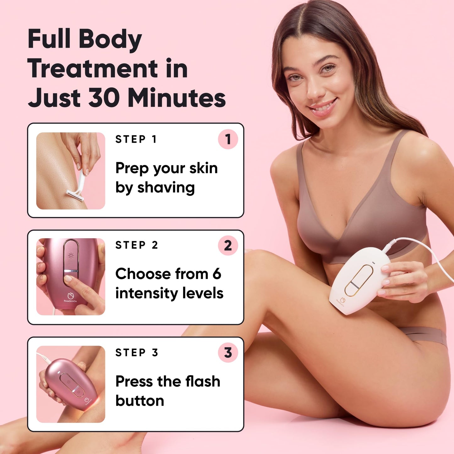 RoseSkinCo Lumi IPL Laser Hair Removal Device, At Home Permanent Hair Reduction on Face, Bikini, Legs, Arms, Underarms, Safe & Gentle Intense Pulsed Beauty and Personal Care RoseSkinCo
