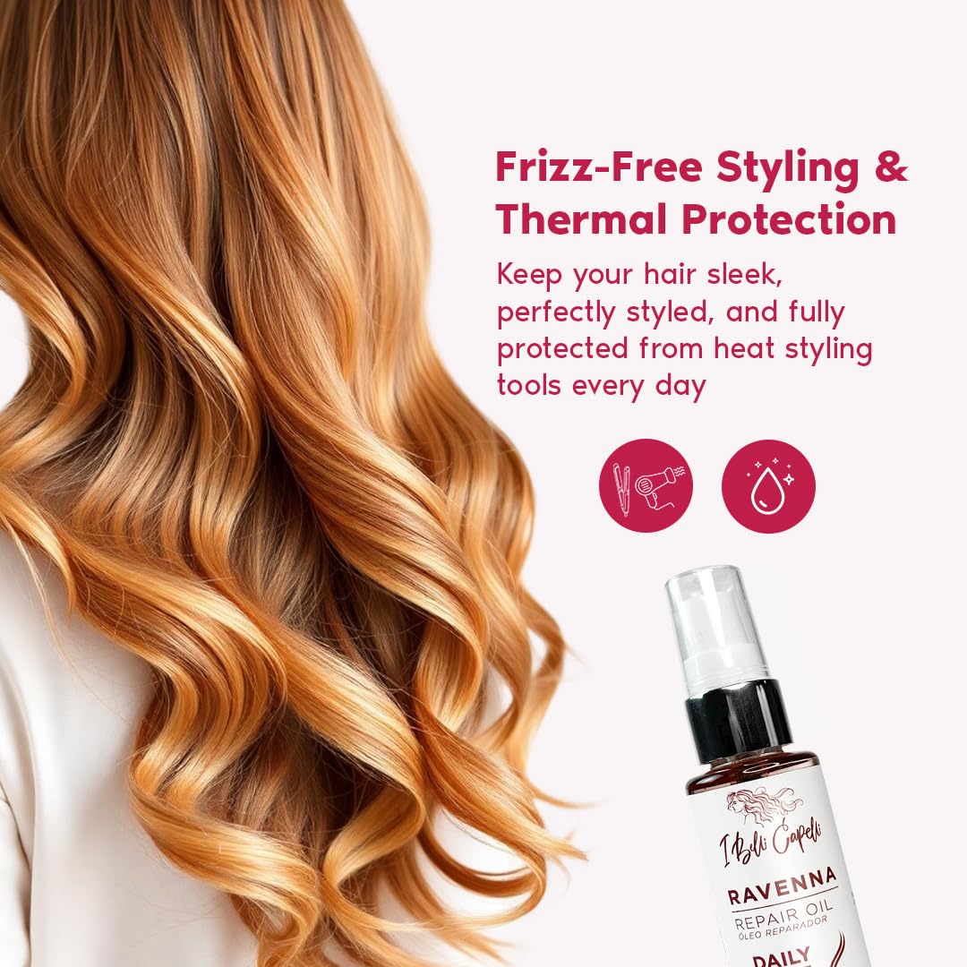 I Belli Capelli Ravenna Hair Oil for Frizzy Hair - Split End Repair, Heat Protection & Deep Hydration - Macadamia, Avocado & Coconut Oil for Damaged Beauty & Personal Care I Belli Capelli