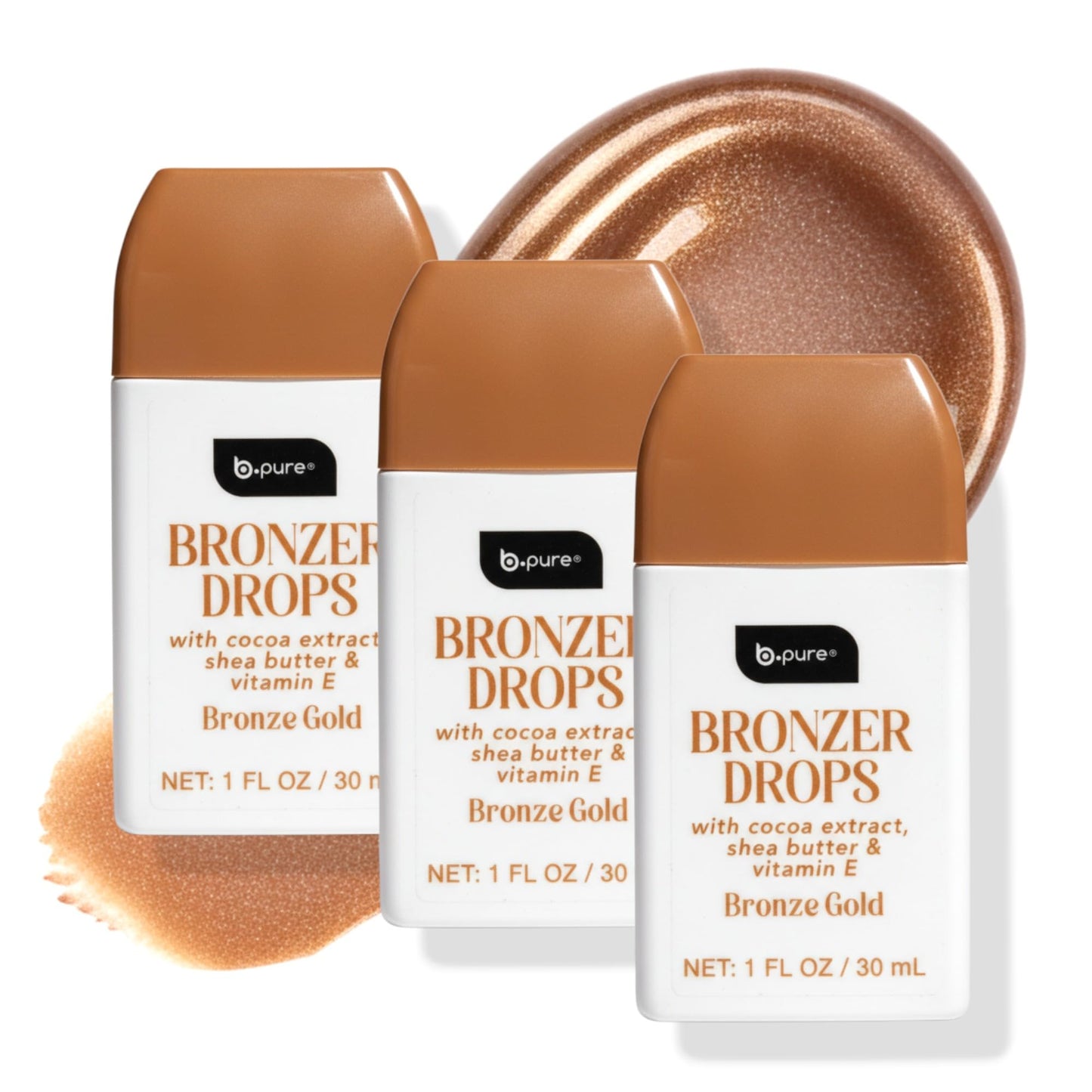 b.pure Moisturizing Bronzer Drops | Original Bronze Gold | Tinted Face & Skin Glow Enhancer | 1 oz, 3-Pack Beauty & Personal Care b.pure