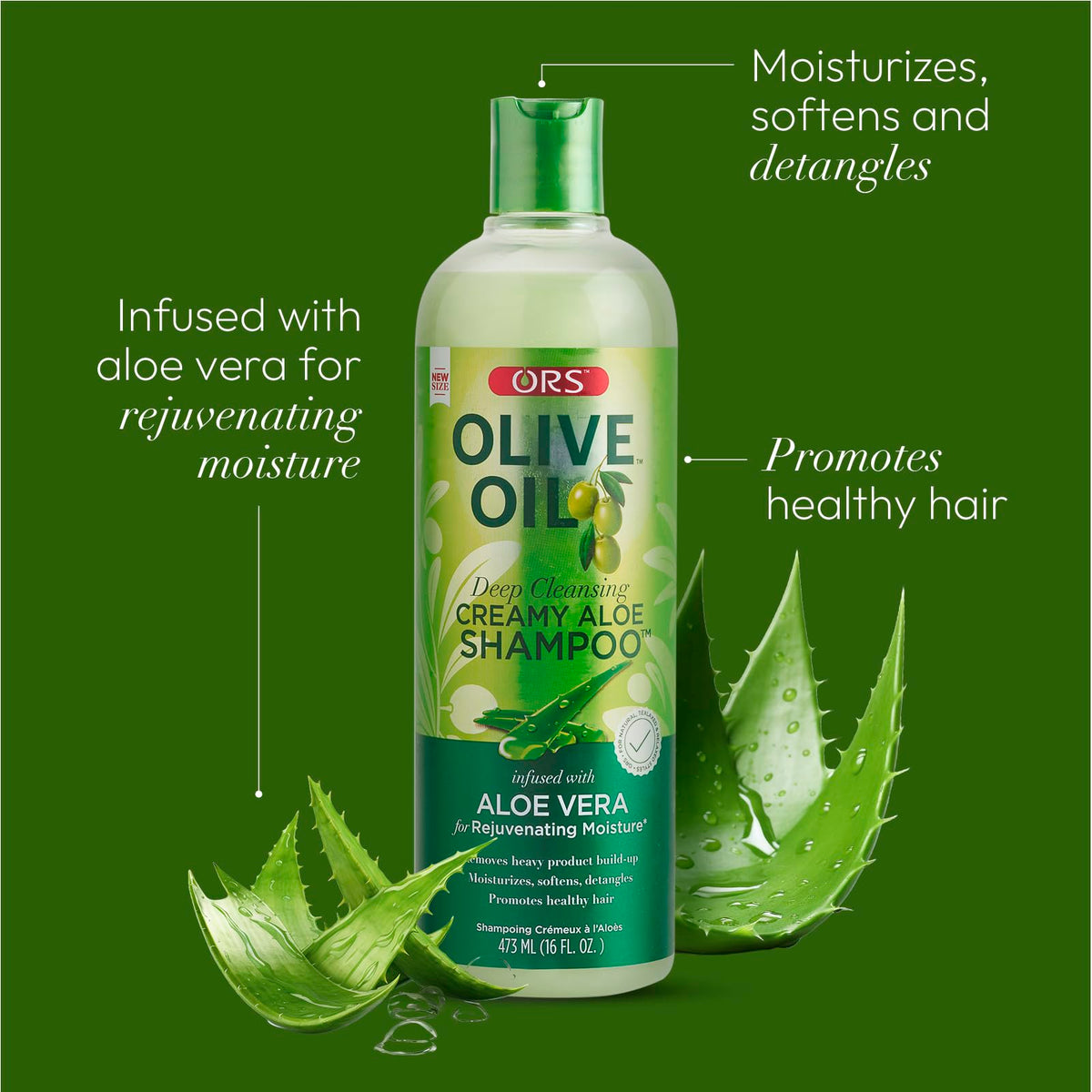 ORS Olive Oil Deep Cleansing Creamy Aloe Shampoo infused with Aloe Vera for Rejuvenating Moisture 16 Ounces (Pack of 3)