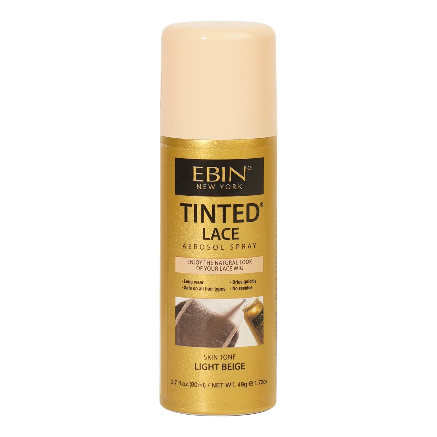 EBIN NEW YORK Tinted Lace Aerosol Spray - Light Beige 2.7 Oz/ 80 mL, Quick dry, Water Resistant, No Residue, Water Resistant, Even Spray Beauty & Personal Care EBIN NEW YORK